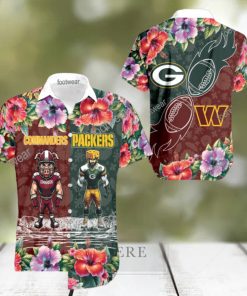 Washington Commanders VS NFL Green Bay Packers Mascot Palm Beach Hawaiian Shirt For Men And Women