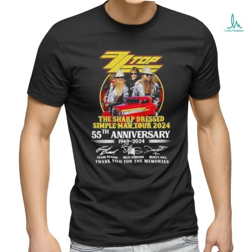 ZZ Top Sharp Dressed Simple Man Tour 2024 55th Anniverasry 1969 2024 Thank You For The Memories Shirt
