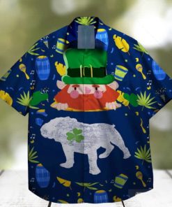 a dog and shamrocks st patrick day hawaiian shirt