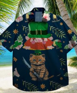 cats and shamrock at st patrick day hawaiian shirt designer