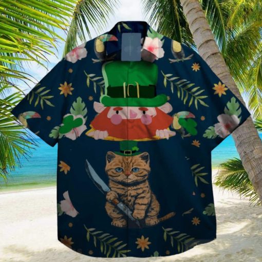 cats and shamrock at st patrick day hawaiian shirt designer