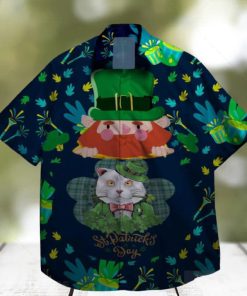 cats and shamrock at st patrick day hawaiian shirt