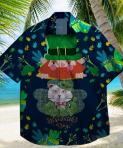 cats and shamrock at st patrick day hawaiian shirt