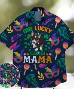 corgi mama funny charm green shamrock bigfoot st paddys vibes on st patrick day hawaiian shirt