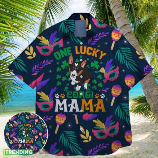 corgi mama funny charm green shamrock bigfoot st paddys vibes on st patrick day hawaiian shirt