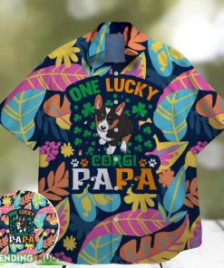 corgi papa funny charm green shamrock bigfoot st paddys vibes on st patrick day hawaiian shirt