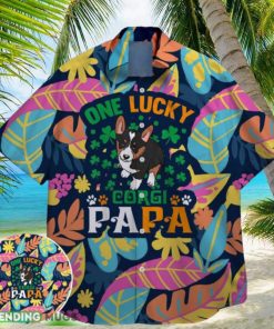 corgi papa funny charm green shamrock bigfoot st paddys vibes on st patrick day hawaiian shirt