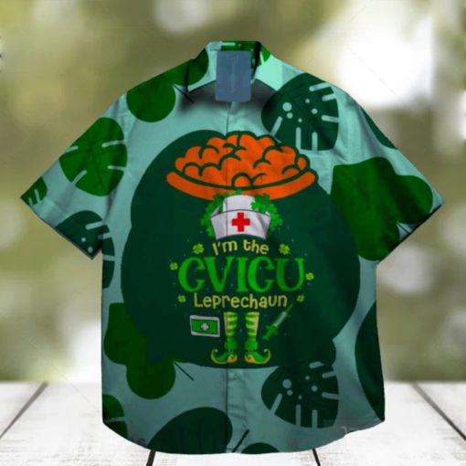 cvicu lucky shamrock leprechaun st patrick day hawaiian shirt