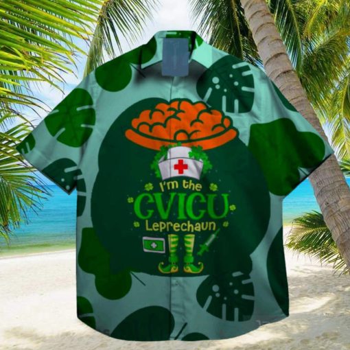 cvicu lucky shamrock leprechaun st patrick day hawaiian shirt