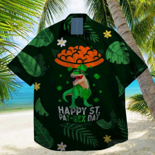 dinosaur lucky shamrock leprechaun st patrick day hawaiian shirt