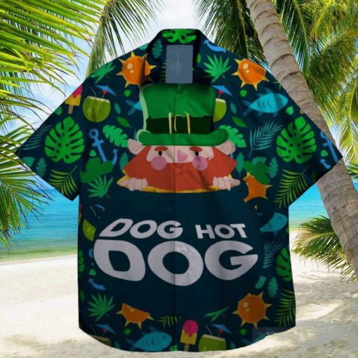 dog hot dog st patrick day hawaiian shirt