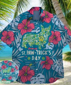 dog paw puppy pet green shamrock bigfoot st paddys vibes on st patrick day hawaiian shirt