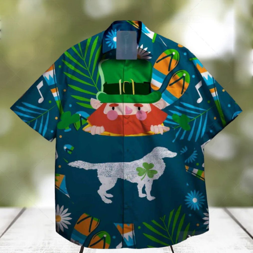 dog with shamrock st patrick day hawaiian shirt