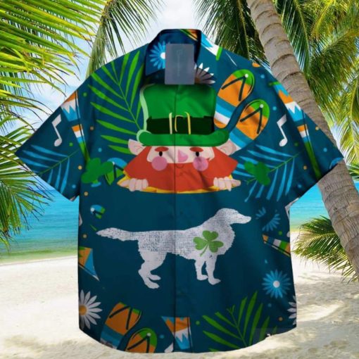 dog with shamrock st patrick day hawaiian shirt