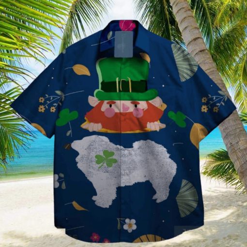 dogs and shamrock at st patrick day hawaiian shirt