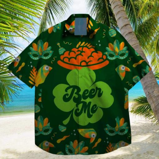 drink beer lucky leprechaun st patrick day hawaiian shirt designer