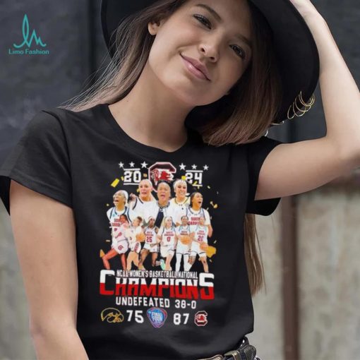 2024 NCAA women’s basketball national champions undefeated 38 0 final four Iowa 75 87 South Carolina Gamecocks shirt