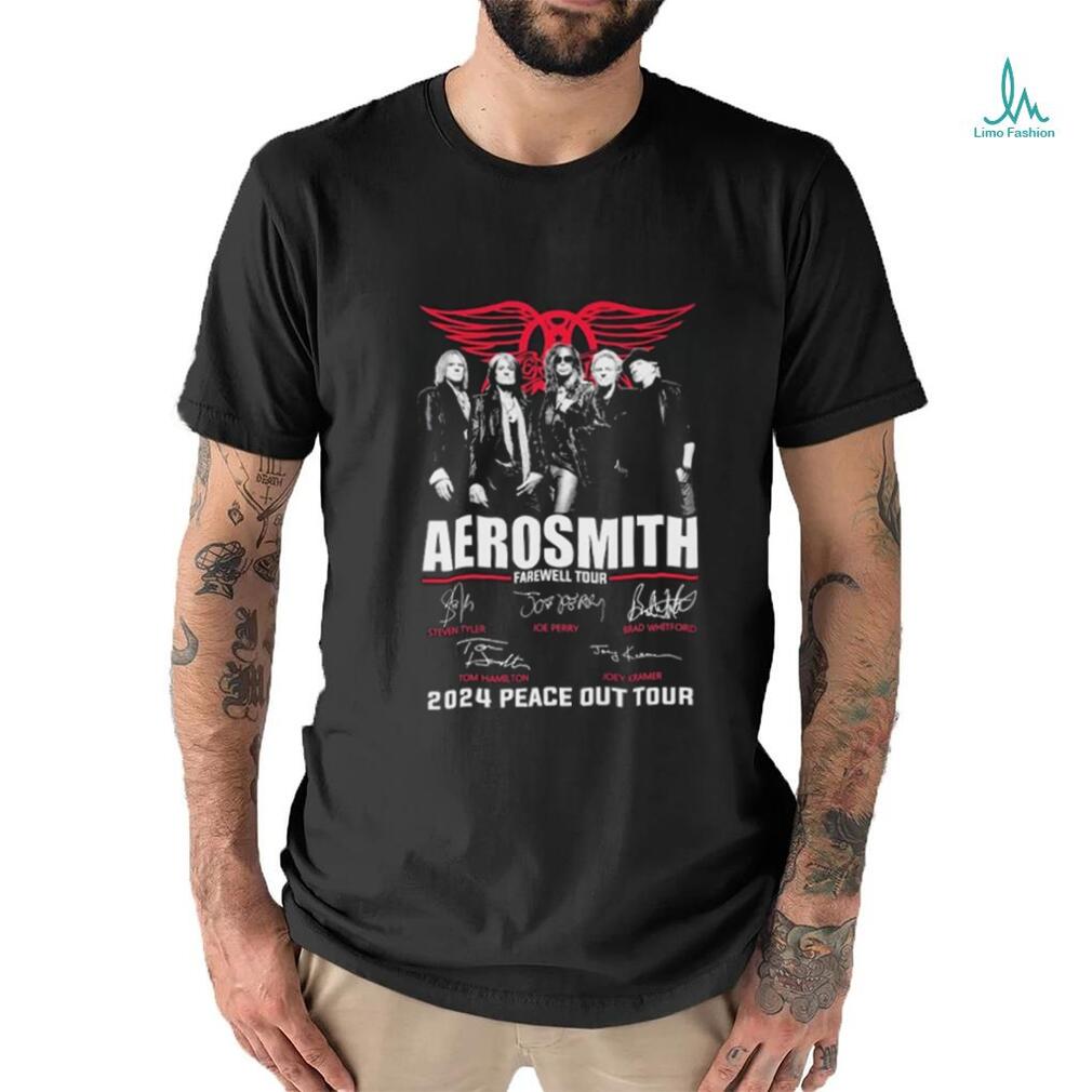 Aerosmith Farewell Tour 2024 PEACE OUT Tour Signatures shirt Aerosmith Farewell Tour 2024 PEACE OUT Tour Signatures shirt