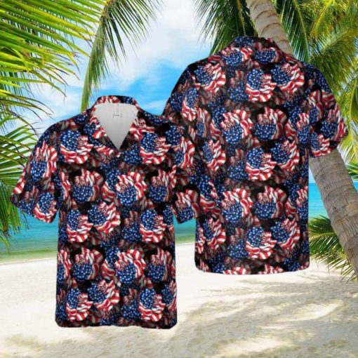 American Flag Rose Hawaiian Shirt