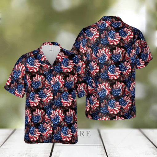 American Flag Rose Hawaiian Shirt