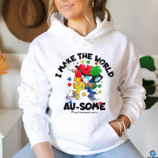 Autism Dabbing I Make The World Ausome Puzzle Piece Shirt
