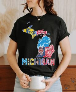 Awesome Detroit Pistons Detroit Tigers Detroit Lions Detroit Red Wings Michigan Wolverines 2024 Shirt