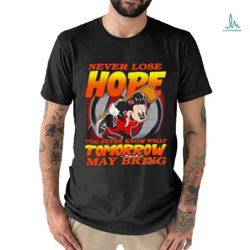 Awesome new Jersey Devils Mickey never lose hope you never know what tomorrow may bring shirt