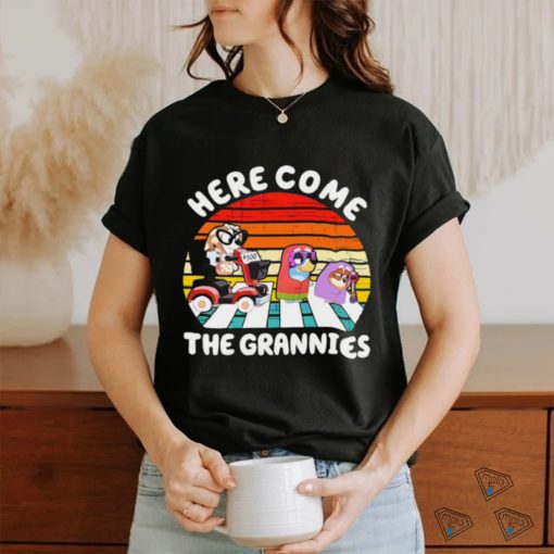 Bluey and friends abbey road here come the grannies vintage shirt
