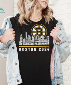 Boston Bruins ice hockey names player skyline logo 2024 shirt