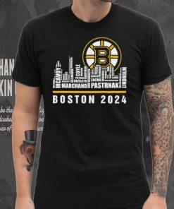 Boston Bruins ice hockey names player skyline logo 2024 shirt