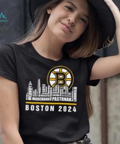 Boston Bruins ice hockey names player skyline logo 2024 shirt