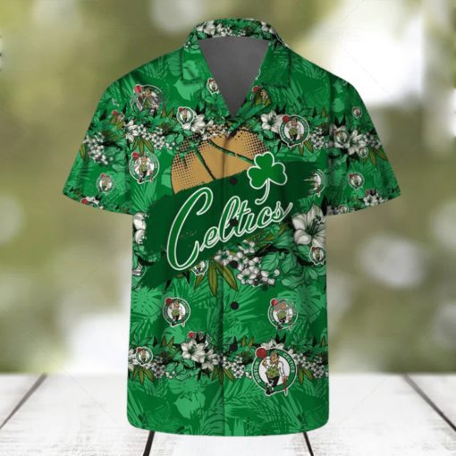 Boston Celtics Flower Pattern Tem Logo Combo Hawaiian Shirt And Shorts