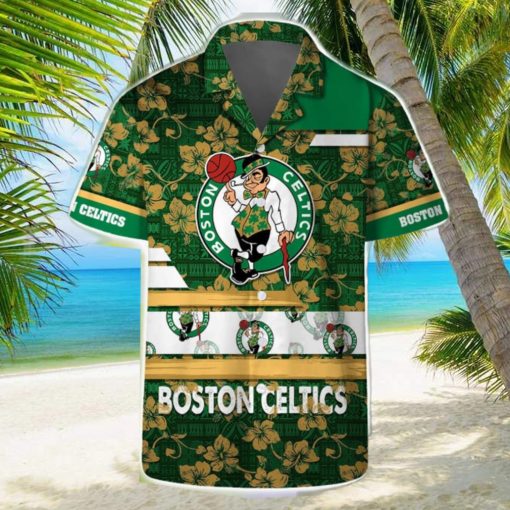 Boston Celtics Logo Pattern Vintage Aloha Hawaiian Shirts And Beach Shorts