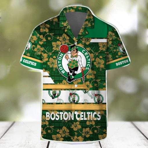 Boston Celtics Logo Pattern Vintage Aloha Hawaiian Shirts And Beach Shorts