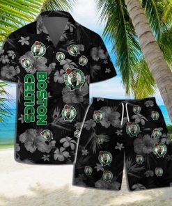 Boston Celtics NBA Team Logo Floral Hawaiian Shirt & Short Vintage Design