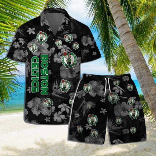 Boston Celtics NBA Team Logo Floral Hawaiian Shirt & Short Vintage Design