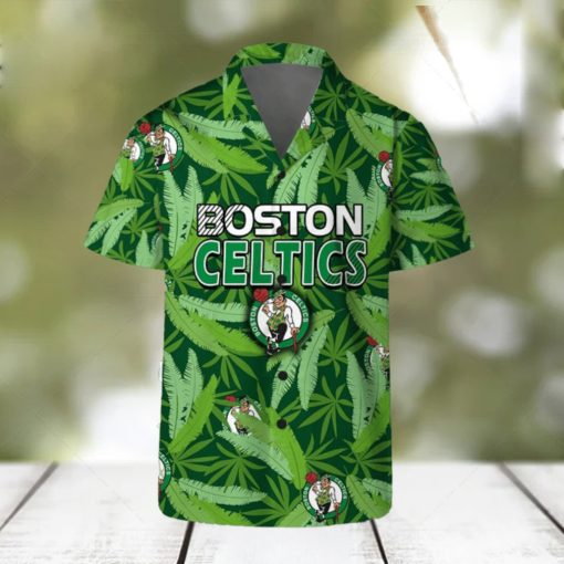 Boston Celtics Summer Hawaii Team Shirt Pattern Leaves Vintage Art Hawaiian Shirts And Beach Shorts