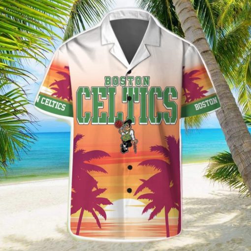 Boston Celtics Summer Hawaii Team Shirt Pattern Sunset Tropical Hawaiian Shirts And Beach Shorts