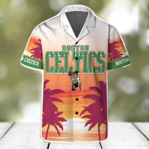 Boston Celtics Summer Hawaii Team Shirt Pattern Sunset Tropical Hawaiian Shirts And Beach Shorts