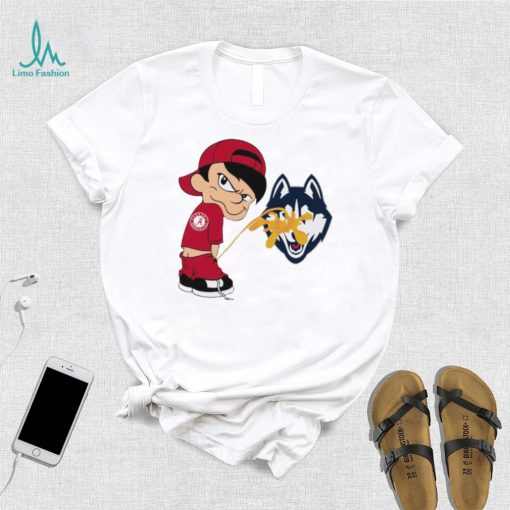 Boy Alabama Crimson Tide piss on Uconn Huskies logo 2024 shirt