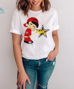 Boy fan San Francisco 49ers piss on Dallas Cowboys logo shirt
