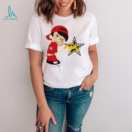 Boy fan San Francisco 49ers piss on Dallas Cowboys logo shirt