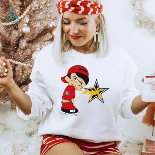 Boy fan San Francisco 49ers piss on Dallas Cowboys logo shirt