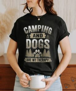 Camping And Dogs Are My Therapy Camper Rv Dog Paw Print Camper Campfire Gifts Tee Essential T Shirt