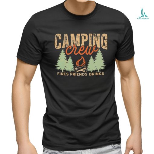 Camping crew fires friends drinks shirt