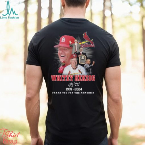 Cardinals Whitey Herzog 1931 2024 Thank You For The Memories Shirt