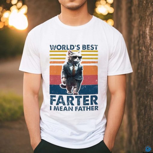 Cat Dad worlds best farter I mean father retro shirt