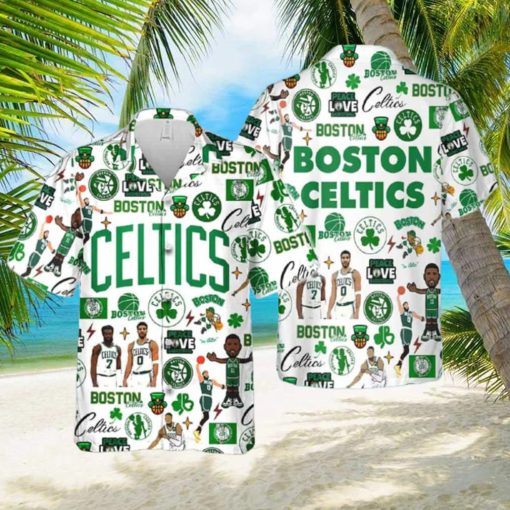 Celtics Peace Love Basketball Fan Hawaiian Shirt