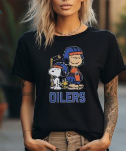 Charlie Brown x Snoopy x Woodstock Oilers Hockey Logo Hoodie shirt