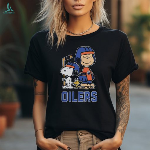 Charlie Brown x Snoopy x Woodstock Oilers Hockey Logo Hoodie shirt